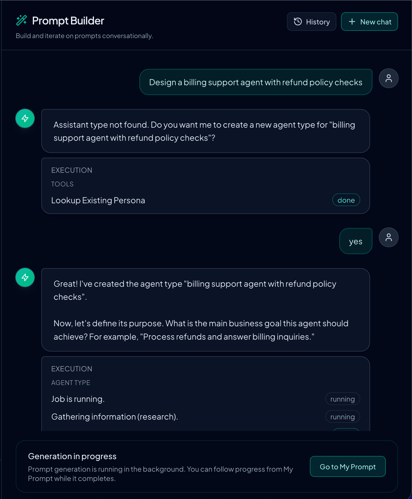 PromptBar chat screenshot