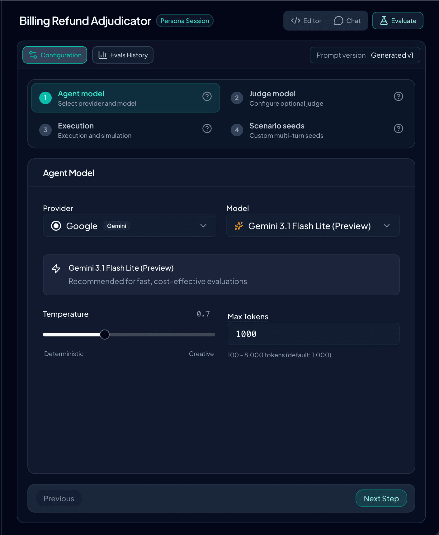 PromptBar eval screenshot